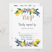 水彩画レモンズオリーブRSVP 招待状 (正面/裏面)