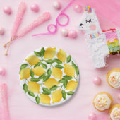 水彩画レモンパターン ペーパープレート (パーティー)