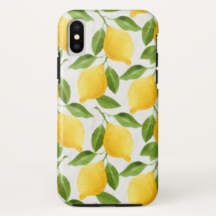 水彩画レモンパターン iPhone X ケース