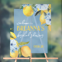 水彩画レモン＆フラワーのアクリル ウェルカムサイン アクリルサイン