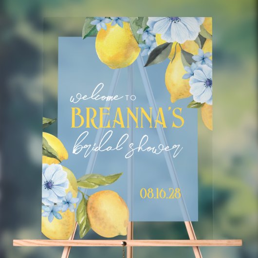 水彩画レモン&フラワーのアクリル ウェルカムサイン アクリルサイン (ニュートラル)