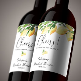 水彩画レモン ブライダルシャワー ワインボトルラベル ワインラベル
