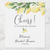 水彩画レモン ブライダルシャワー ワインボトルラベル ワインラベル (シングルラベル)