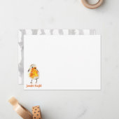 水彩画ロビン及び羽の文房具の平らなカード ノートカード (正面/裏面インサイチュ)