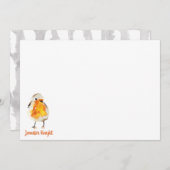 水彩画ロビン及び羽の文房具の平らなカード ノートカード (正面/裏面)