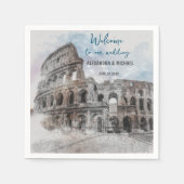 水彩画ローマ、イタリア スタンダードカクテルナプキン (正面)