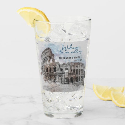 水彩画ローマ、イタリア タンブラーグラス (アイス正面)