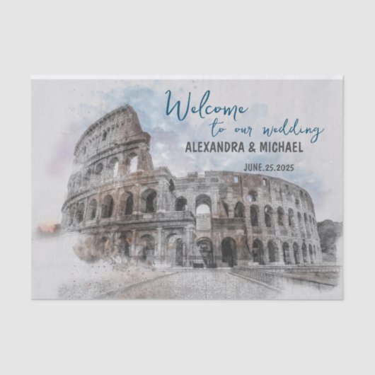 水彩画ローマ、イタリア 薄葉紙 (正面)