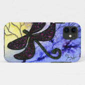 水彩画上のトンボのコラージュ-青い黄色 Case-Mate iPhoneケース (裏面(横))