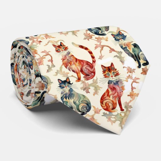 水彩画中国の型の猫 ネクタイ (ロール)