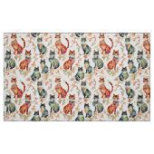 水彩画中国の型の猫 ファブリック (ファットクウォーター)