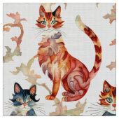 水彩画中国の型の猫 ファブリック (クローズアップ)