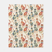 水彩画中国の型の猫 フリースブランケット (正面)