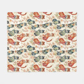 水彩画中国の型の猫 フリースブランケット (正面(横))