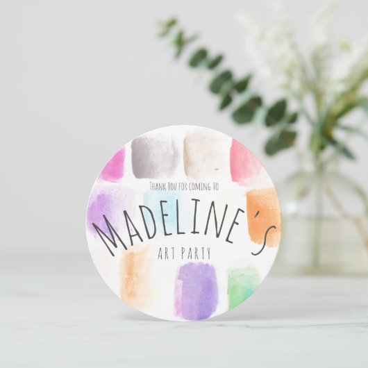 水彩画像パーティー誕生日カラフル抽象芸術 サンキューカード (スタンド正面)