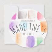 水彩画像パーティー誕生日カラフル抽象芸術 サンキューカード (正面)