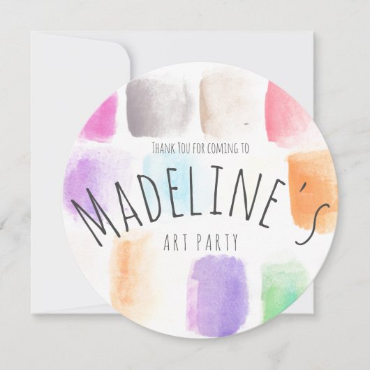 水彩画像パーティー誕生日カラフル抽象芸術  サンキューカード (正面)