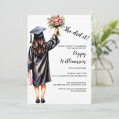 水彩画卒業おめでとうカード 招待状 (スタンド正面)