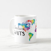 水彩画図解入りの、写真付きのなModa著私の世界 コーヒーマグカップ (正面左)