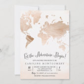 水彩画地図トラベル ブライダルシャワー 招待状 (正面)