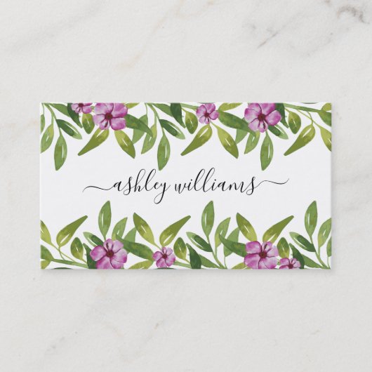水彩画地手書き書道フローラ 名刺 (正面)