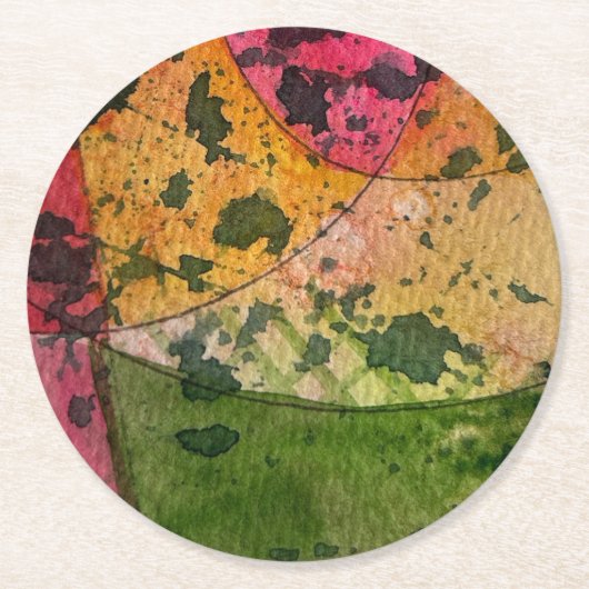 水彩画墨画表現主義抽象芸術 ラウンドペーパーコースター (正面)