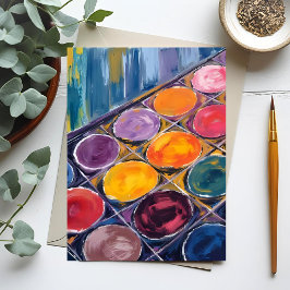 水彩画家が絵を描く画家のパレット ポストカード