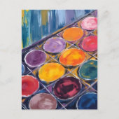 水彩画家が絵を描く画家のパレット ポストカード (正面)
