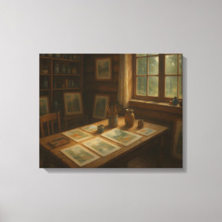 水彩画家のアートスタジオ キャンバスプリント