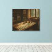 水彩画家のアートスタジオ キャンバスプリント (インサイチュ (ウッドフロア))