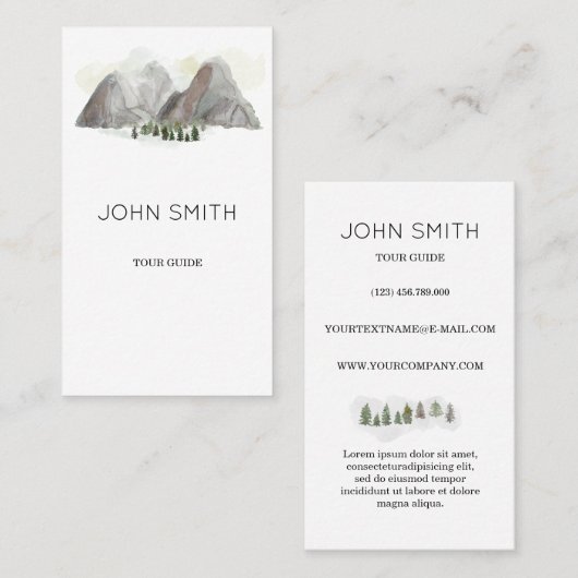 水彩画山の名刺 名刺 (正面/裏面)