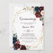 水彩画幾何学模様ゴールドのキンセアニエラ 招待状 (正面)