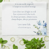 水彩画愛は忍耐強く青く白い台所です キッチンタオル (折り畳み)