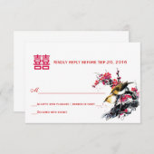 水彩画愛鳥の中国語XI RSVP (正面/裏面)