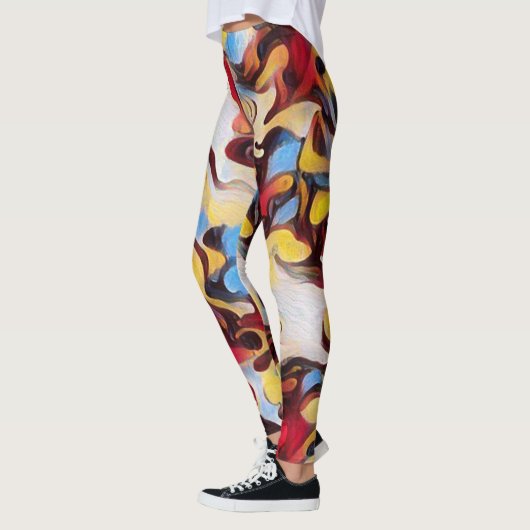 水彩画抽象芸術デジタルアート レギンス (左)