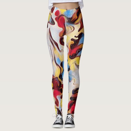 水彩画抽象芸術デジタルアート レギンス (正面)