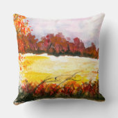 水彩画抽象芸術景観美術秋の木 クッション (裏面)