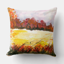 水彩画抽象芸術景観美術秋の木 クッション