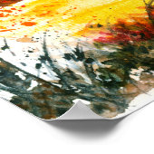 水彩画抽象芸術景観美術秋の木 ポスター (角)