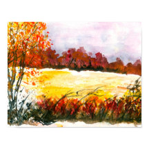 水彩画抽象芸術景観美術秋の木