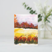 水彩画抽象芸術景観美術秋の木 ポストカード (スタンド正面)