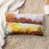 水彩画抽象芸術景観美術秋の木 ランバークッション (ブランケット)