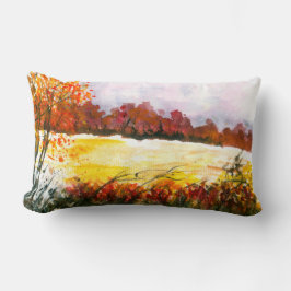 水彩画抽象芸術景観美術秋の木 ランバークッション