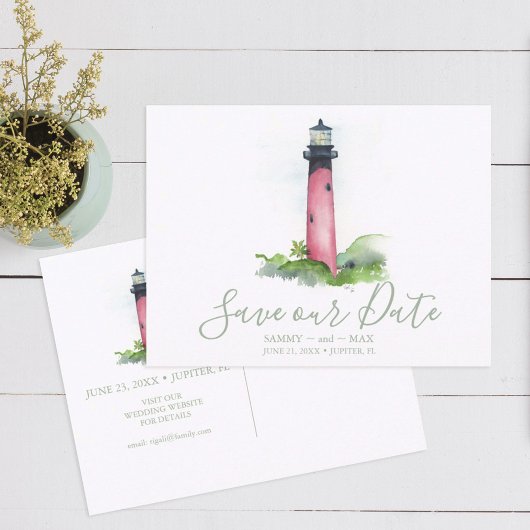 水彩画灯台 Save the Date  ポストカード