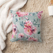 水彩画無紋牡丹青梅図 クッション (ブランケット)