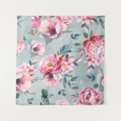 水彩画無紋牡丹青梅図 タペストリー (正面(横))