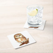 水彩画牛肉可愛い鳥の自然アート スクエアペーパーコースター (インサイチュ)