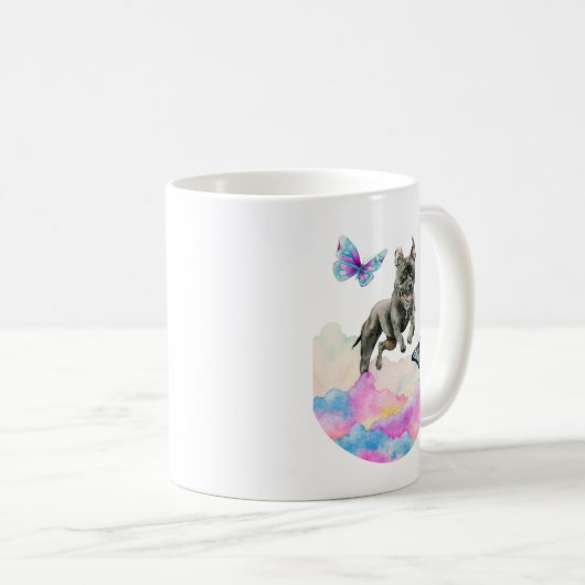 水彩画犬のピット・ブルテリアのお洒落な芸術 コーヒーマグカップ (正面右)