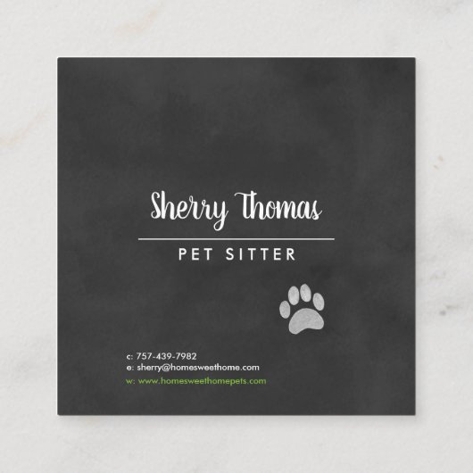 水彩画犬の名刺 スクエア名刺 (裏面)