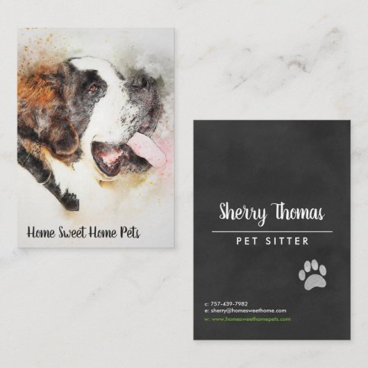 水彩画犬の名刺 名刺 (正面/裏面)